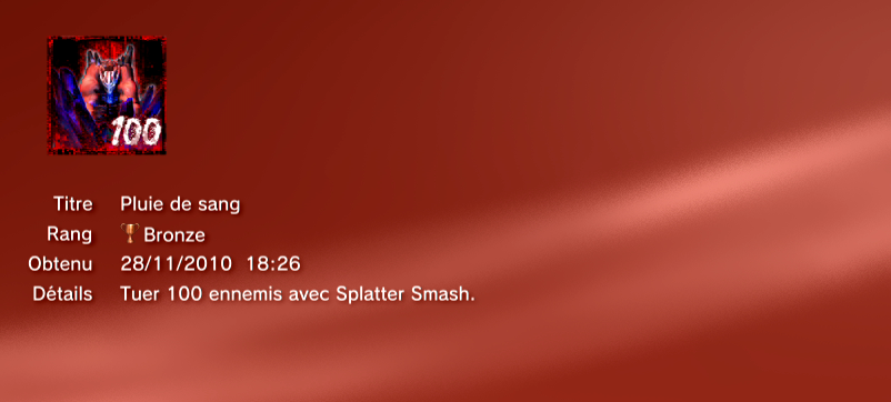 SplatterHouse Trophees PS3 BRONZE       7