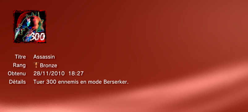 SplatterHouse Trophees PS3 BRONZE       9
