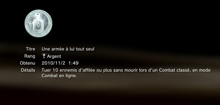 Time Crisis Razing Storm  trophees MASQUES ARGENT PS3 PS3GEN 06