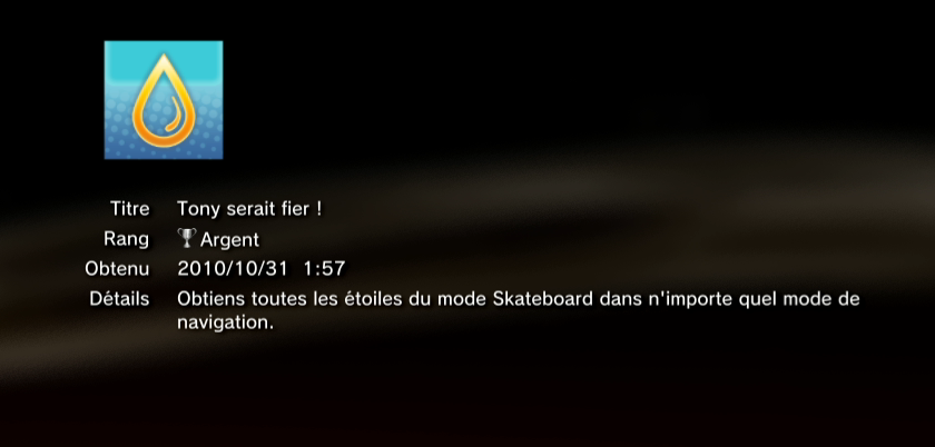 Tony Hawk Shred  trophees ARGENT PS3 PS3GEN 03