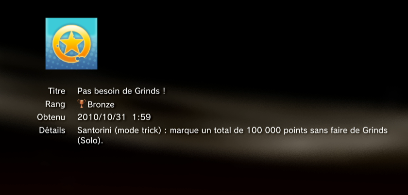 Tony Hawk Shred  trophees BRONZE PS3 PS3GEN 10