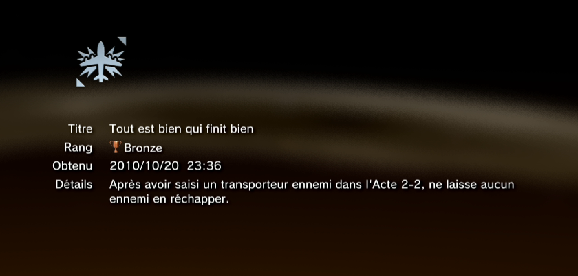 vanquish trophees BRONZE PS3 12