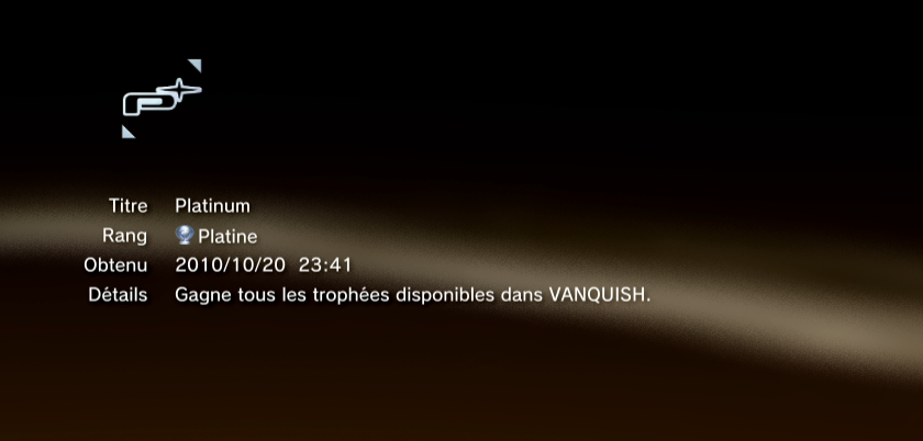 vanquish trophees PLATINE PS3 01