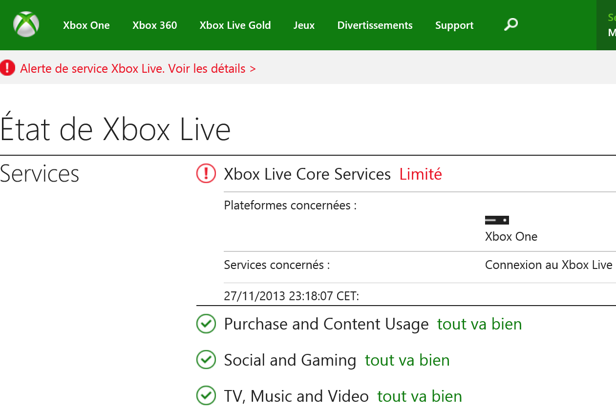 xbox live panne